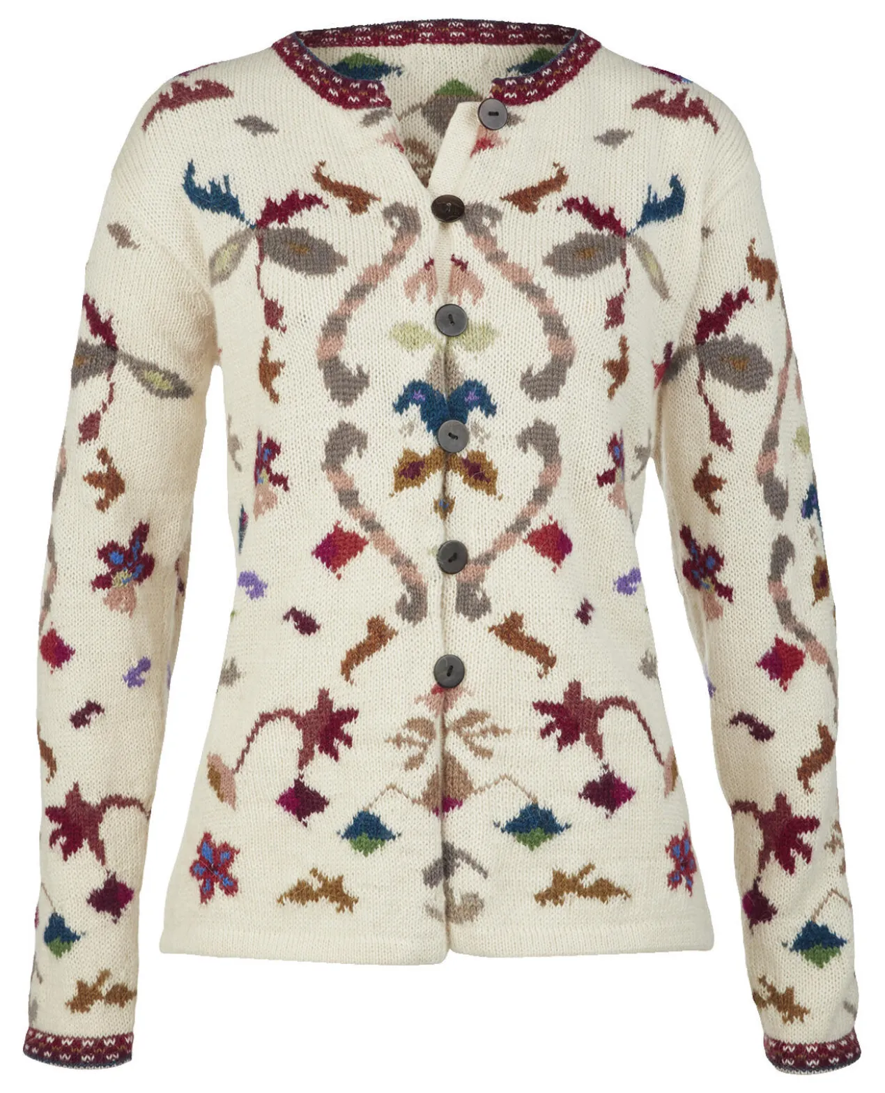 Alpaka-Strickjacke Flowers