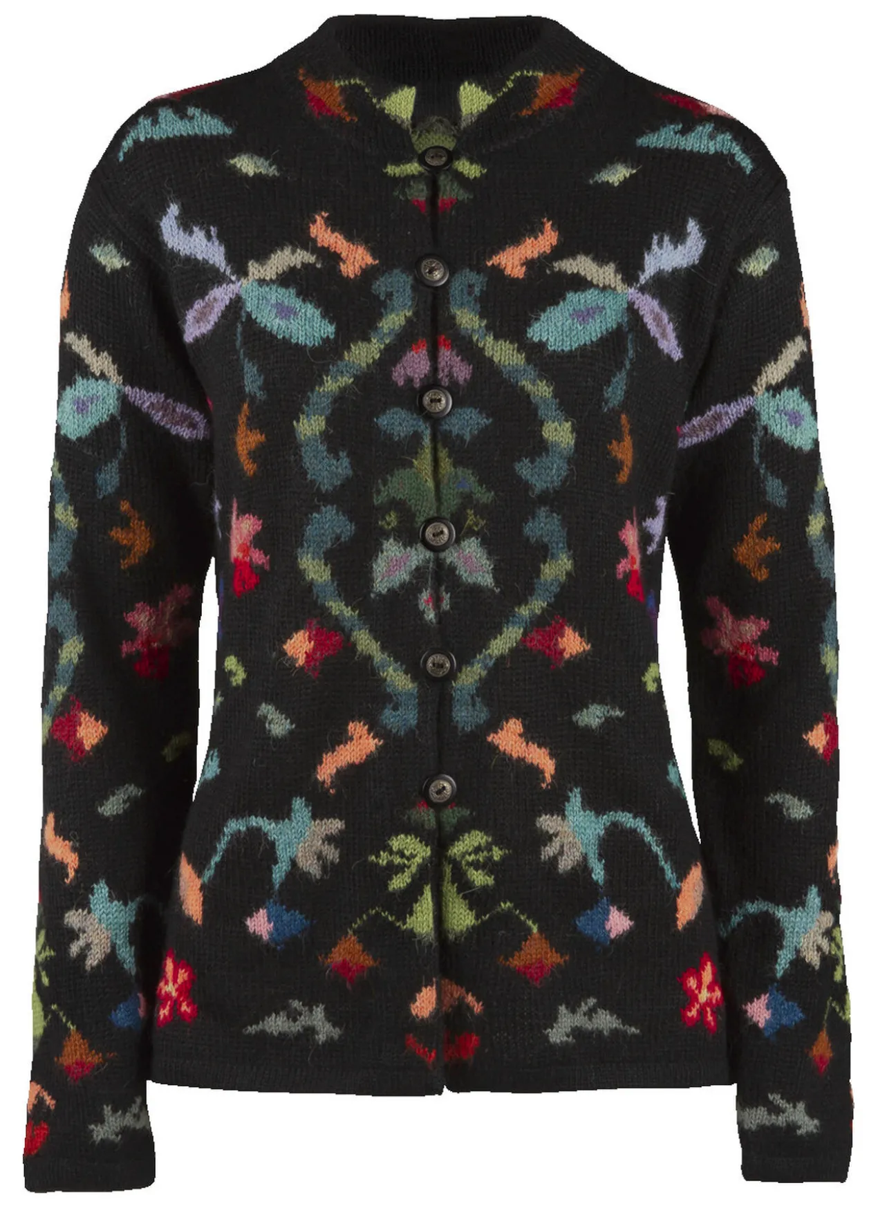Alpaka-Strickjacke Flowers