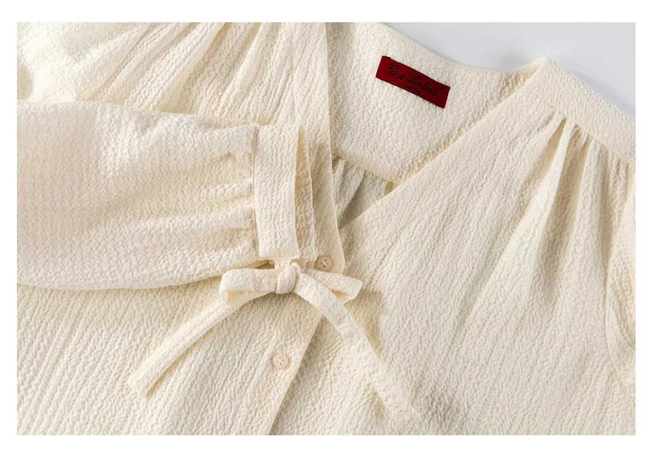 Baumwoll-Kaschmir-Crinkle-Bluse