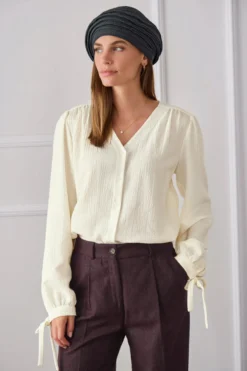 Baumwoll-Kaschmir-Crinkle-Bluse