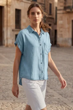 Bella Dahl Kurzarm-Soft-Jeansbluse
