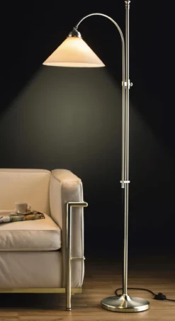 Berliner Messing-Stehlampe, Vernickelt oder Antik-Finish