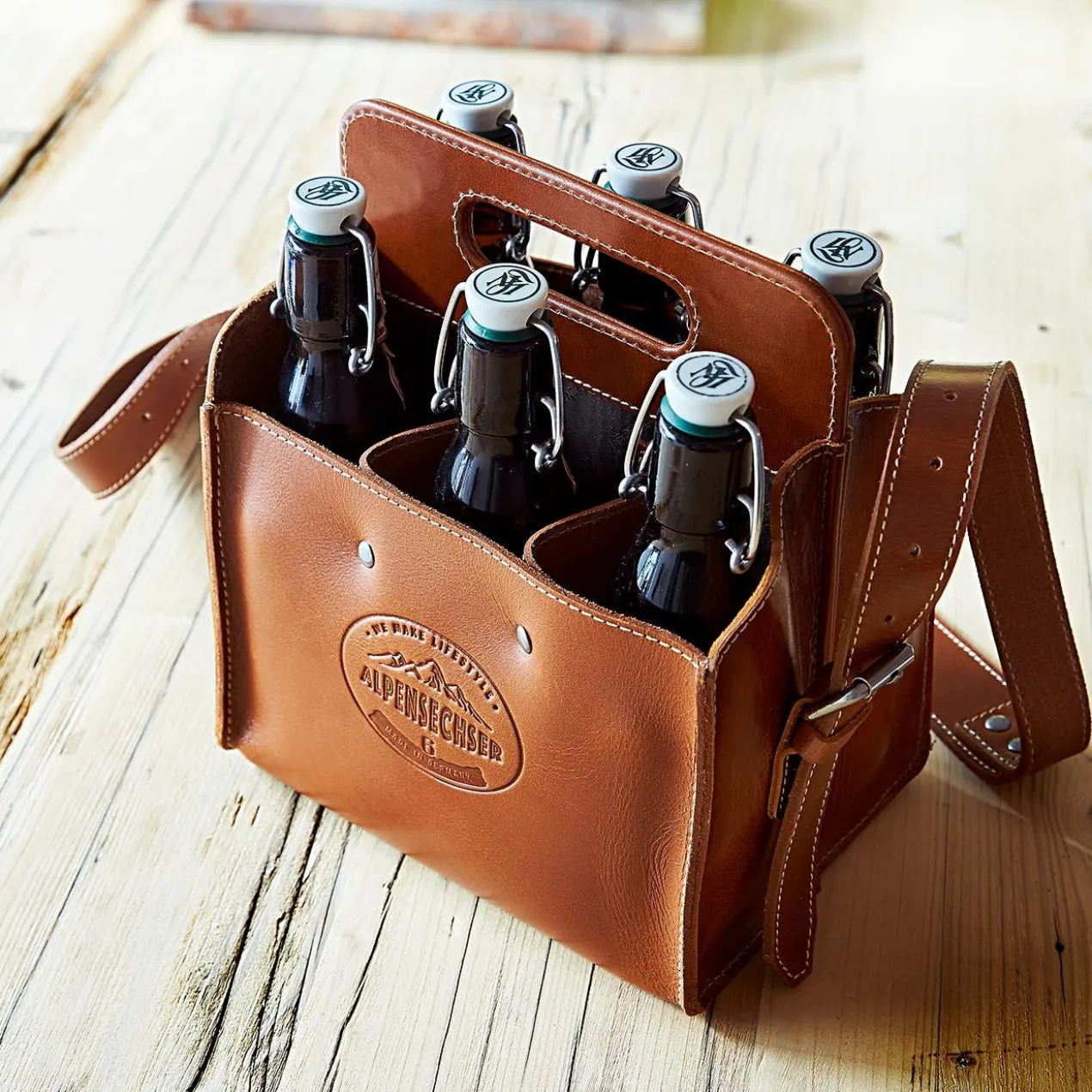 Büffelleder Bottle-Bags