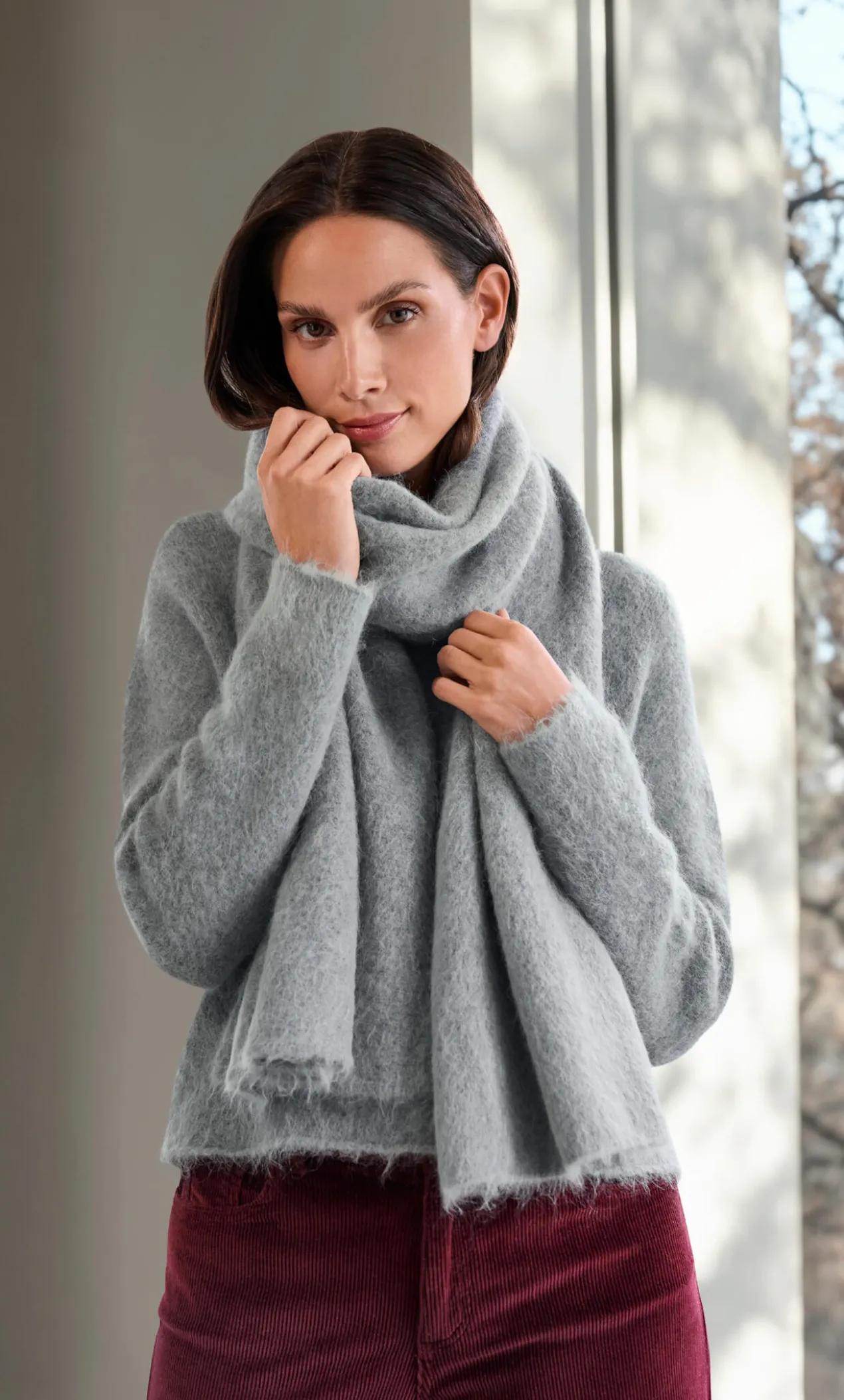Brushed-Alpaka-Pullover oder -Schal