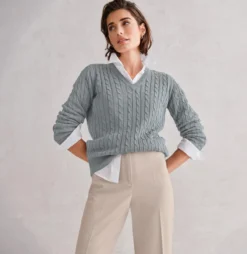 Carbery Leinen-Zopfpullover