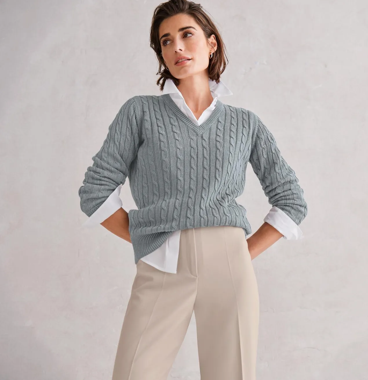 Carbery Leinen-Zopfpullover