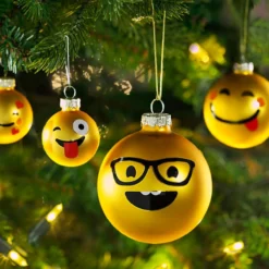 Emoji-Weihnachtskugeln, 12er-Set