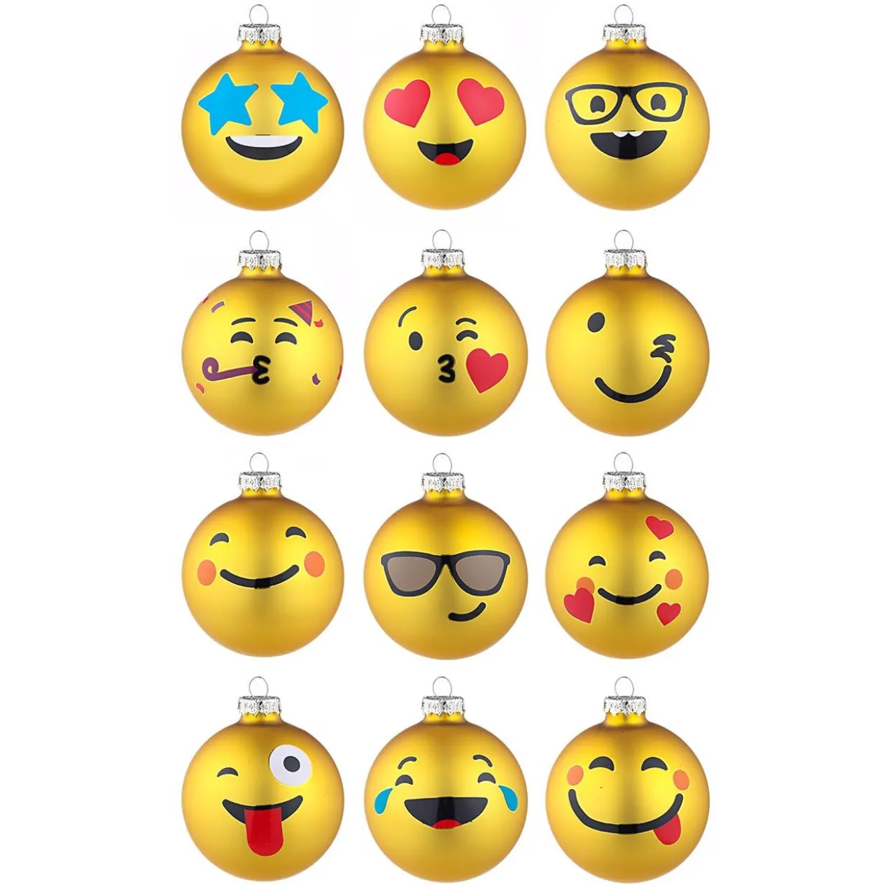 Emoji-Weihnachtskugeln, 12er-Set