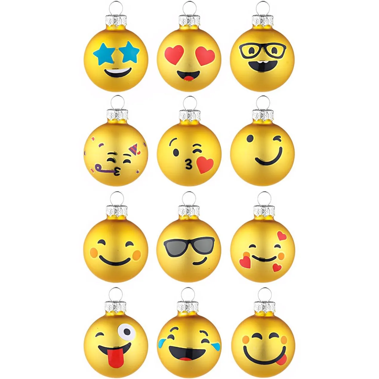 Emoji-Weihnachtskugeln, 12er-Set