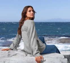 FTC SeaCell®-Kaschmir-Fransenpullover