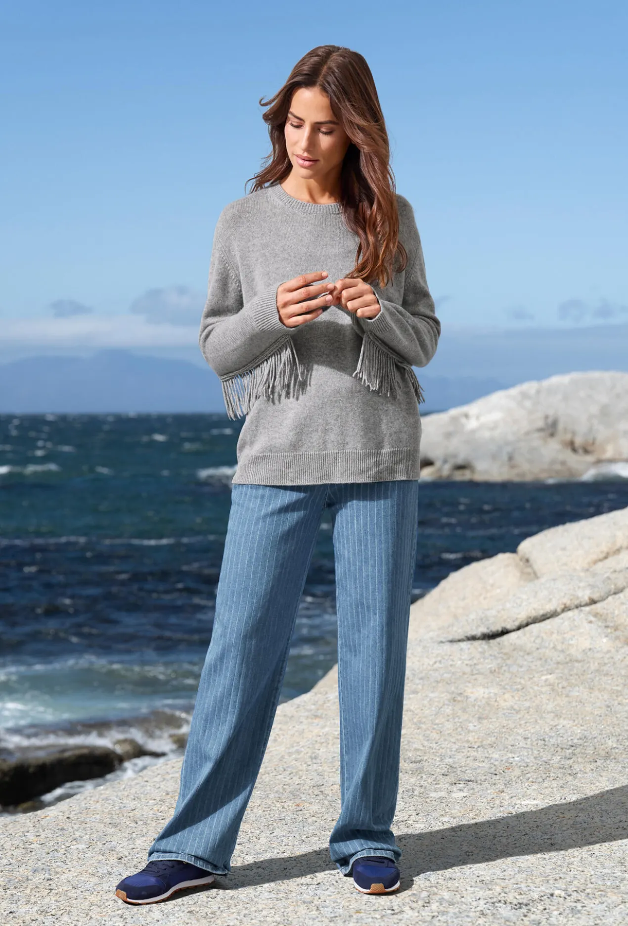 FTC SeaCell®-Kaschmir-Fransenpullover