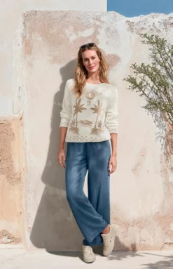 Handbestickter Frottee-Pullover