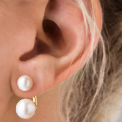 2-in-1 Ohrringe „schwebende Perle“