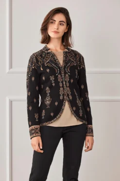 IVKO Dark-Paisley-Strickblazer