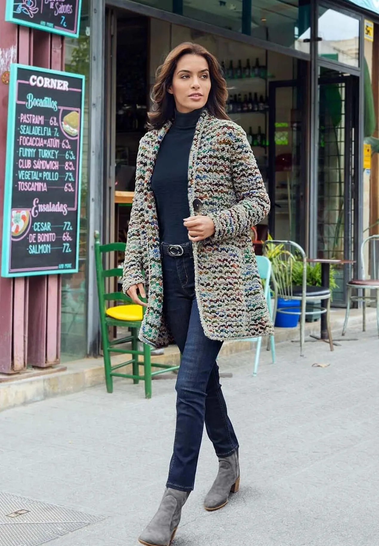 Kero Design Multicolor-Handstrick-Longcardigan