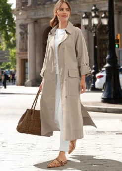 Leinen/Baumwoll-Sommer-Trenchcoat