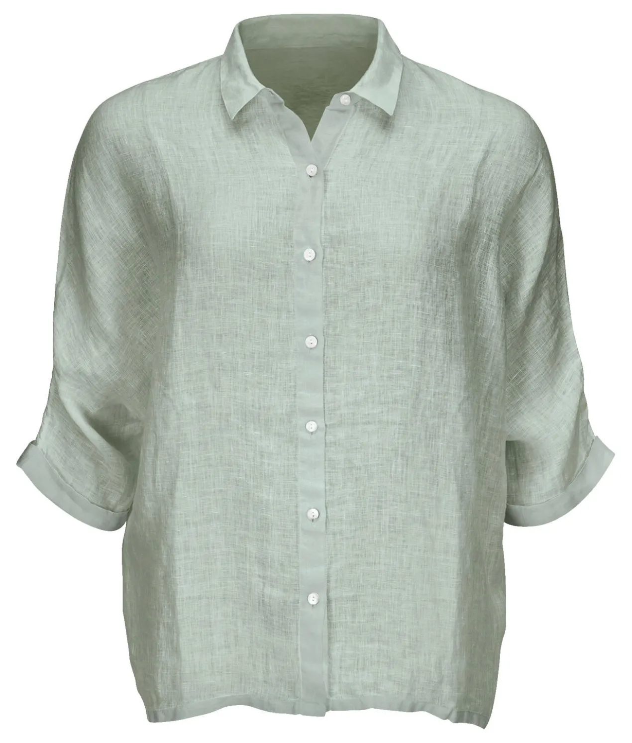 120% Lino Leinen-Jersey-Blusenshirt