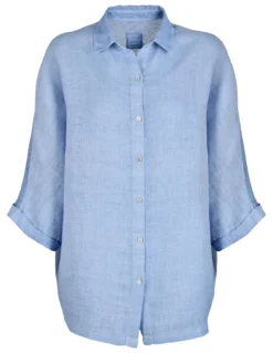 120% Lino Leinen-Jersey-Blusenshirt