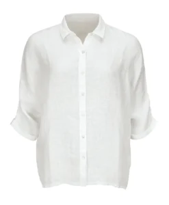 120% Lino Leinen-Jersey-Blusenshirt