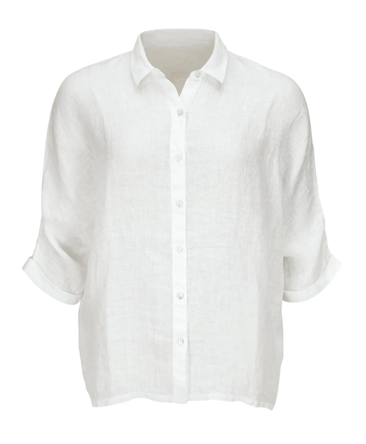 120% Lino Leinen-Jersey-Blusenshirt