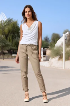 Merino-Tencel™-Wasserfallkragen-Top
