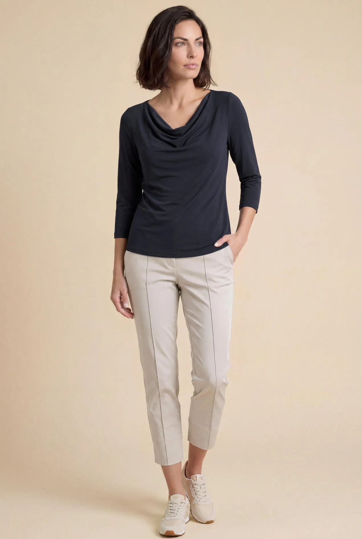 Modal Micro-Wasserfallkragen-Shirt