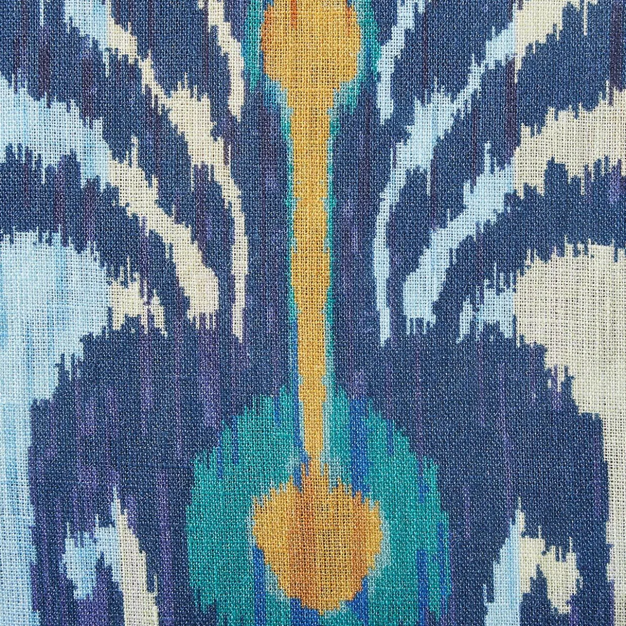 Nimo With Love Ikat-Kleid, Blau/Orange/Vanille