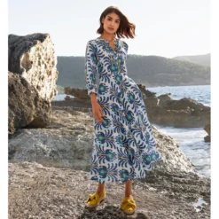 Nimo With Love Ikat-Kleid, Blau/Orange/Vanille
