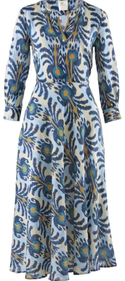 Nimo With Love Ikat-Kleid, Blau/Orange/Vanille