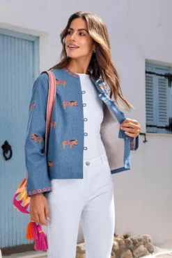 Nimo With Love Stickerei-Sommer-Jeansjacke