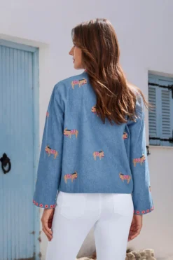 Nimo With Love Stickerei-Sommer-Jeansjacke