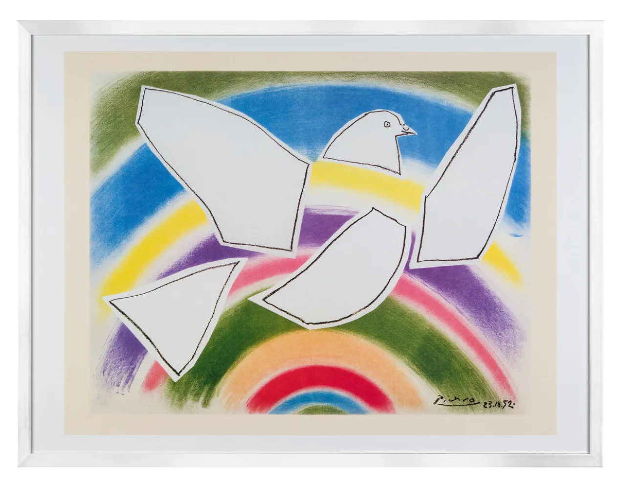 Pablo Picasso – Fliegende Taube im Regenbogen