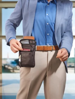 Rindleder-Gürteltasche mit RFID-Schutz