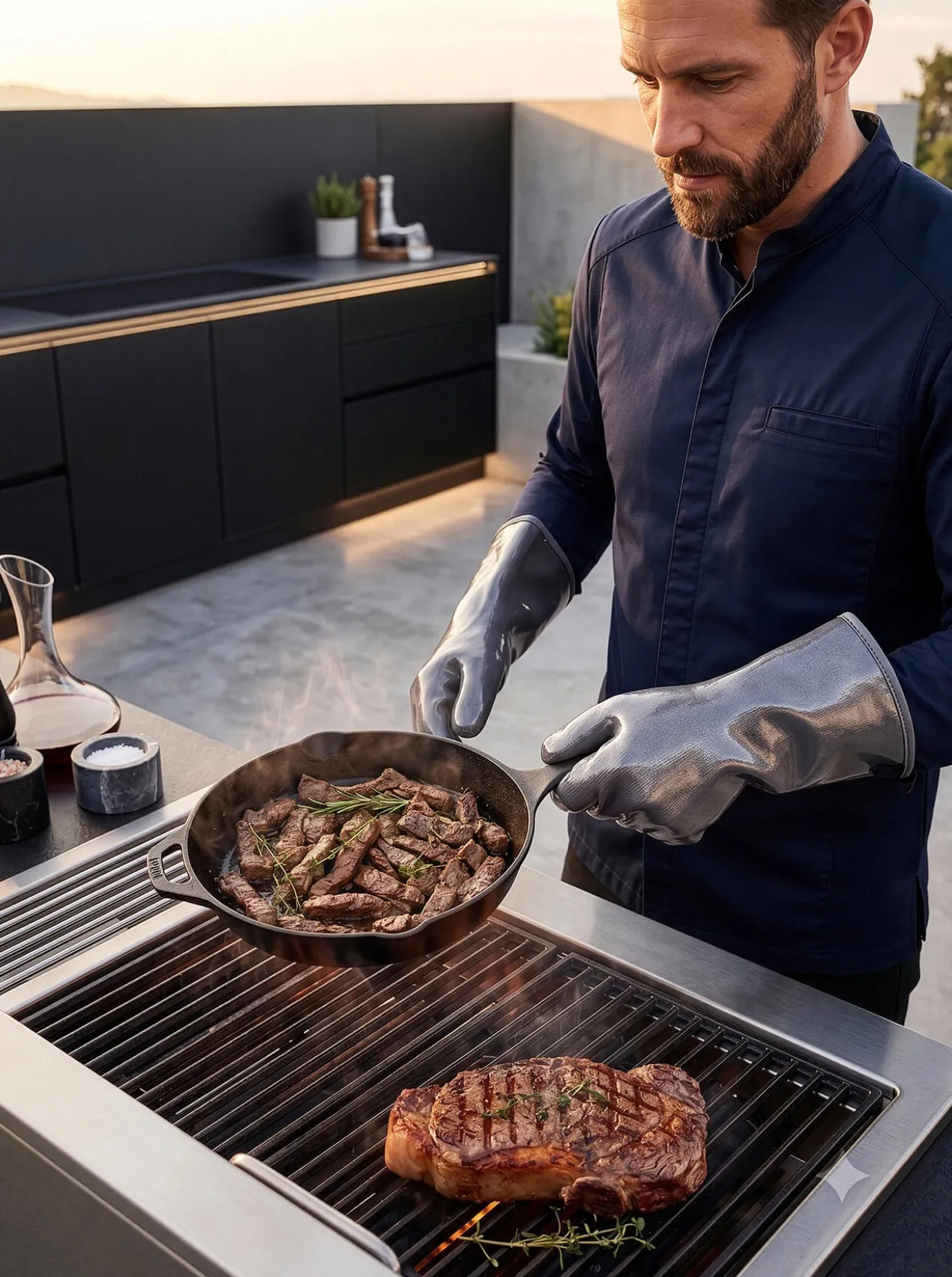 Silikon Grill- und Hitzeschutzhandschuhe, 1 Paar