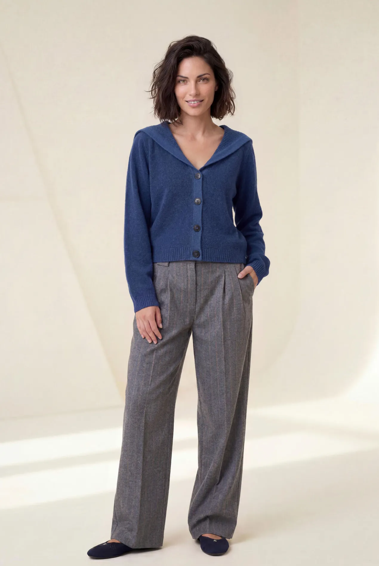 st.Ann Flexible Wide-leg-Nadelstreifenhose