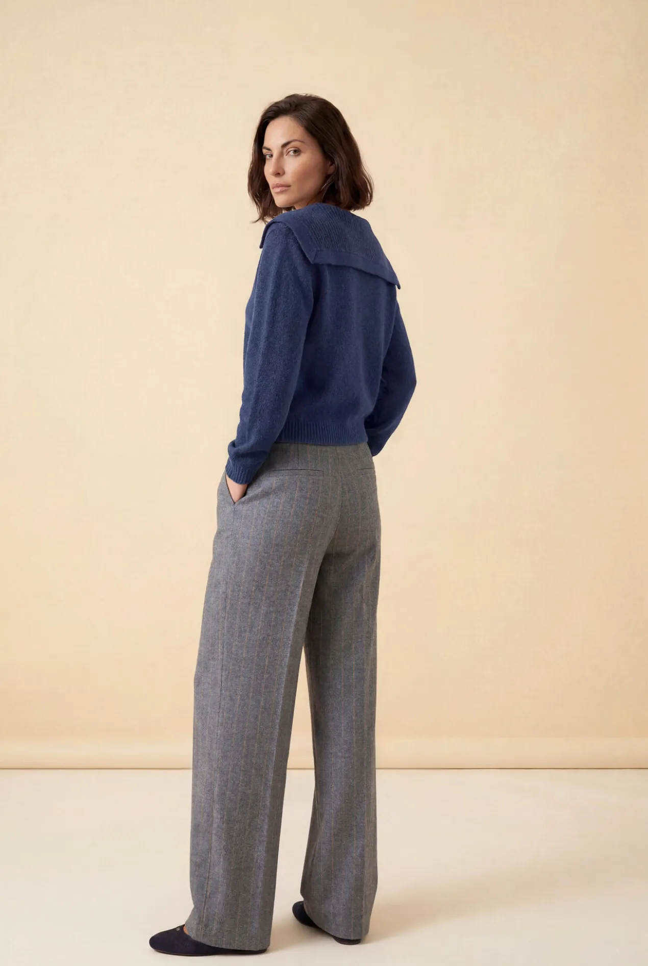 st.Ann Flexible Wide-leg-Nadelstreifenhose