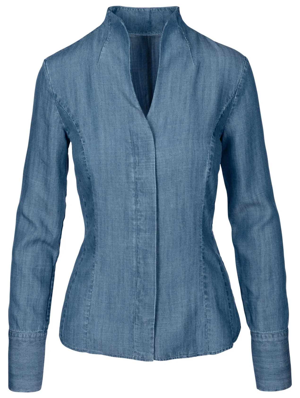 van Laack Denim-Kelchkragen-Bluse