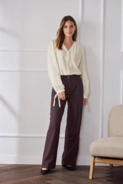 Wide-leg-Schurwollhose