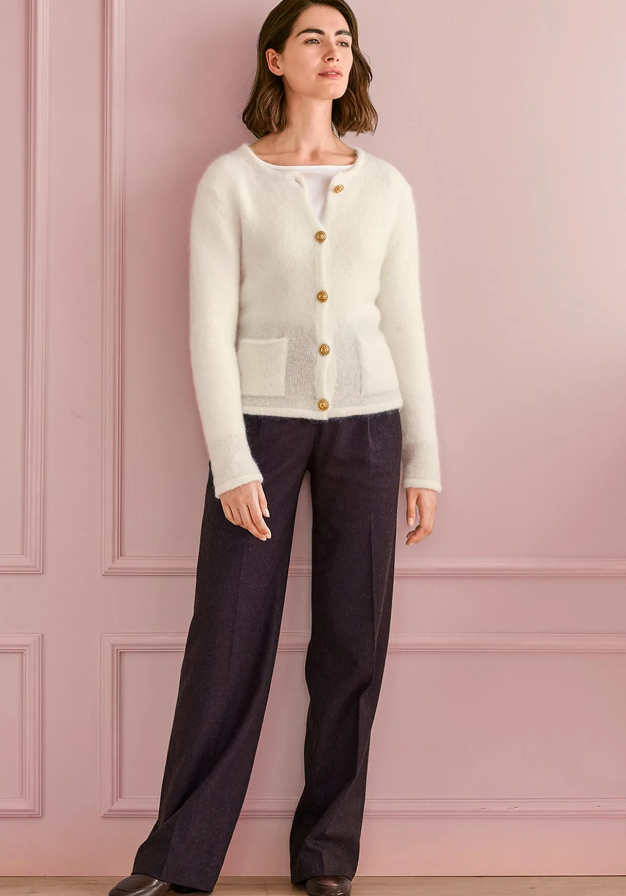 Wide-leg-Schurwollhose