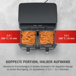 XXL-Duo-Heißluftfritteuse