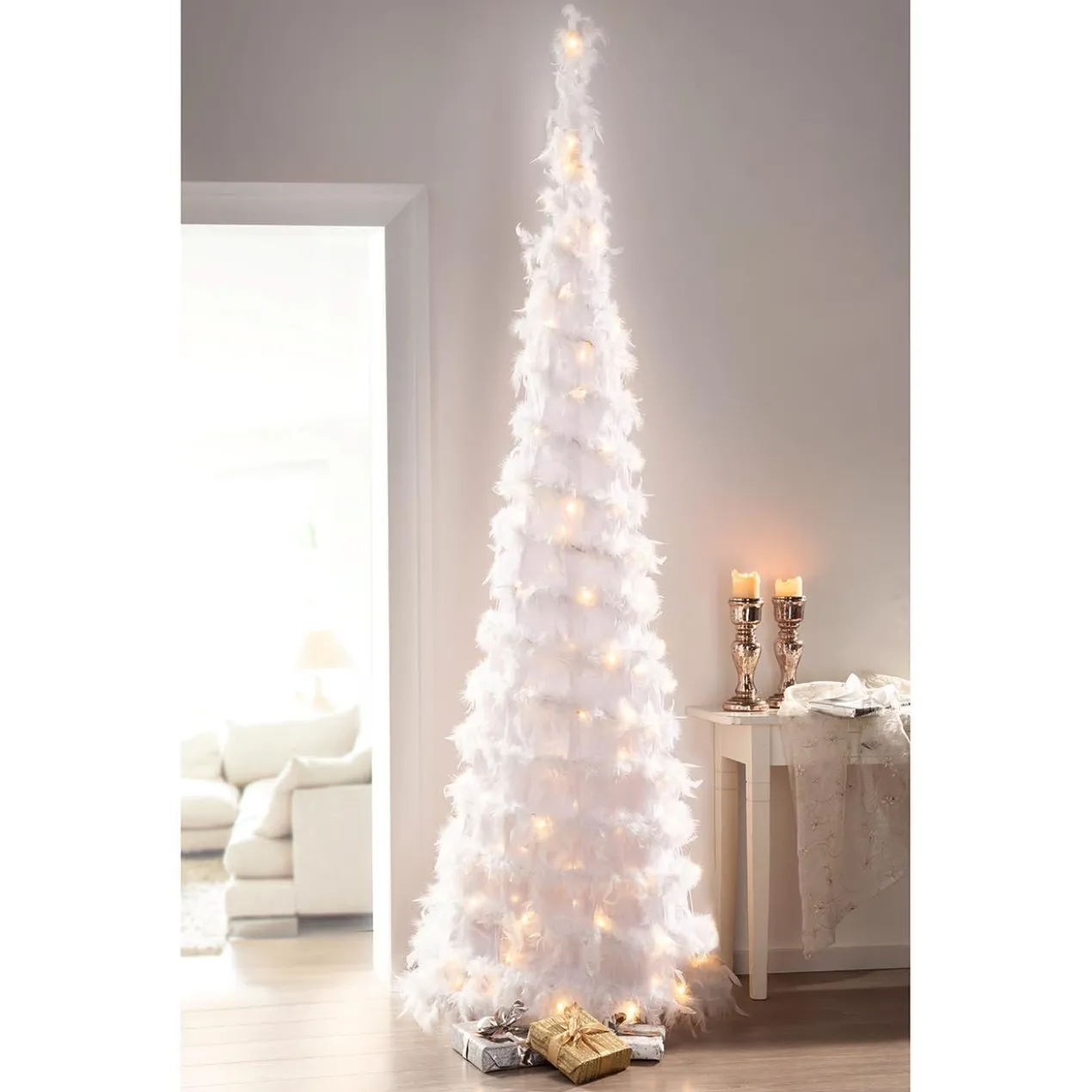Zauberhafter LED-Federbaum