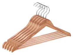 Zedernholz-Bügel mit Steg, 5er-Set