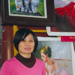 Zhong Lirong malt Renoir – Frau mit Sonnenschirm